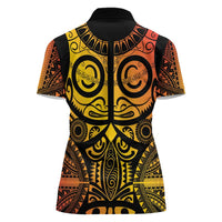 Marquesas Islands Women Polo Shirt Marquesan Tattoo Yellow Gradient - Polynesian Pride