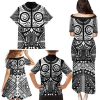 Marquesas Islands Family Matching Puletasi and Hawaiian Shirt Marquesan Tattoo Black White Color LT14 - Polynesian Pride