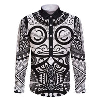 Marquesas Islands Family Matching Short Sleeve Bodycon Dress and Hawaiian Shirt Marquesan Tattoo Black White Color LT14 Dad's Shirt - Long Sleeve Black - Polynesian Pride