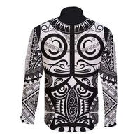 Marquesas Islands Long Sleeve Button Shirt Marquesan Tattoo Black White Color LT14 - Polynesian Pride