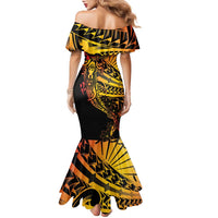 Gradient Marquesas Islands Family Matching Mermaid Dress and Hawaiian Shirt Marquesan Matatiki Hammerhead Shark Patutiki LT14 - Polynesian Pride