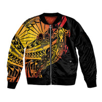 Gradient Marquesas Islands Sleeve Zip Bomber Jacket Marquesan Matatiki Hammerhead Shark Patutiki LT14 Unisex Yellow - Polynesian Pride