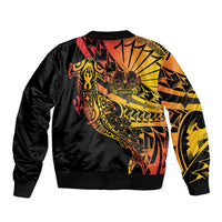 Gradient Marquesas Islands Sleeve Zip Bomber Jacket Marquesan Matatiki Hammerhead Shark Patutiki LT14 - Polynesian Pride