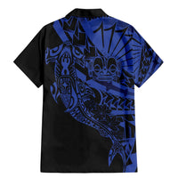 Blue Marquesas Islands Family Matching Mermaid Dress and Hawaiian Shirt Marquesan Matatiki Hammerhead Shark Patutiki LT14 - Polynesian Pride