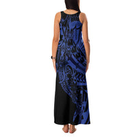 Blue Marquesas Islands Family Matching Tank Maxi Dress and Hawaiian Shirt Marquesan Matatiki Hammerhead Shark Patutiki LT14 - Polynesian Pride