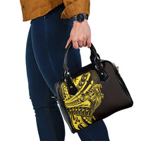 Yellow Marquesas Islands Shoulder Handbag Marquesan Matatiki Hammerhead Shark Patutiki - Polynesian Pride