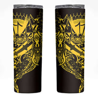 Yellow Marquesas Islands Skinny Tumbler Marquesan Matatiki Hammerhead Shark Patutiki LT14 Yellow - Polynesian Pride