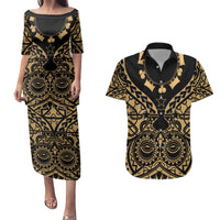 Austral Islands Couples Matching Puletasi and Hawaiian Shirt Tuhaa Pae Penu Stars Necklace Gold LT14 Gold - Polynesian Pride
