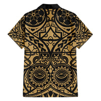 Austral Islands Family Matching Off The Shoulder Long Sleeve Dress and Hawaiian Shirt Tuhaa Pae Penu Stars Necklace Gold LT14 - Polynesian Pride