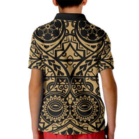 Austral Islands Kid Polo Shirt Tuhaa Pae Penu Stars Necklace Gold - Polynesian Pride