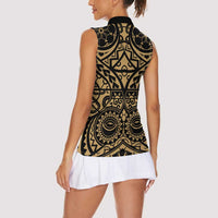 Austral Islands Women Sleeveless Polo Shirt Tuhaa Pae Penu Stars Necklace Gold LT14 - Polynesian Pride