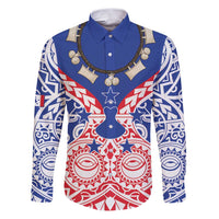 Austral Islands Family Matching Puletasi and Hawaiian Shirt Tuhaa Pae Penu Stars Necklace Red LT14 Dad's Shirt - Long Sleeve Red - Polynesian Pride