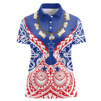 Austral Islands Women Polo Shirt Tuhaa Pae Penu Stars Necklace Red LT14 Female Red - Polynesian Pride