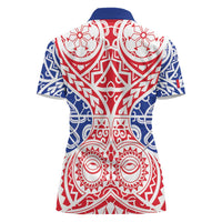 Austral Islands Women Polo Shirt Tuhaa Pae Penu Stars Necklace Red LT14 - Polynesian Pride