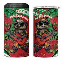 Mele Kalikimaka Hawaii 4 in 1 Can Cooler Tumbler Mongoose Santa With Ohia Lehua LT14 One Size: 16 oz Red - Polynesian Pride