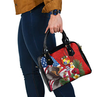 United States And Tonga Shoulder Handbag USA Flag Eagle Mix Tongan Coat Of Arms Ngatu Pattern LT14 - Polynesian Pride