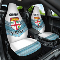 Custom Fiji Tapa Rugby 2025 Car Seat Cover Go Champions Fijiana LT14 One Size White - Polynesian Pride