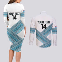 Custom Fiji Tapa Rugby 2025 Couples Matching Long Sleeve Bodycon Dress and Long Sleeve Button Shirt Go Champions Fijiana LT14 - Polynesian Pride