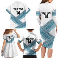 Custom Fiji Tapa Rugby 2025 Family Matching Long Sleeve Bodycon Dress and Hawaiian Shirt Go Champions Fijiana LT14 - Polynesian Pride