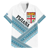 Custom Fiji Tapa Rugby 2025 Family Matching Mermaid Dress and Hawaiian Shirt Go Champions Fijiana LT14 Dad's Shirt - Short Sleeve White - Polynesian Pride