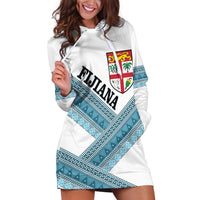 Custom Fiji Tapa Rugby 2025 Hoodie Dress Go Champions Fijiana LT14 White - Polynesian Pride