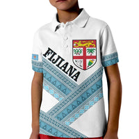 Custom Fiji Tapa Rugby 2025 Kid Polo Shirt Go Champions Fijiana LT14 Kid White - Polynesian Pride