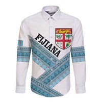 Custom Fiji Tapa Rugby 2025 Long Sleeve Button Shirt Go Champions Fijiana LT14 Unisex White - Polynesian Pride