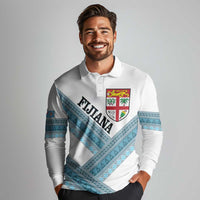 Custom Fiji Tapa Rugby 2025 Long Sleeve Polo Shirt Go Champions Fijiana LT14 - Polynesian Pride
