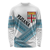 Custom Fiji Tapa Rugby 2025 Long Sleeve Shirt Go Champions Fijiana LT14 Unisex White - Polynesian Pride