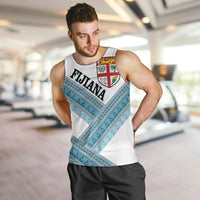 Custom Fiji Tapa Rugby 2025 Men Tank Top Go Champions Fijiana LT14 White - Polynesian Pride
