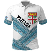 Custom Fiji Tapa Rugby 2025 Polo Shirt Go Champions Fijiana LT14 White - Polynesian Pride