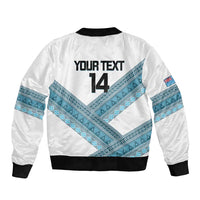 Custom Fiji Tapa Rugby 2025 Sleeve Zip Bomber Jacket Go Champions Fijiana LT14 - Polynesian Pride