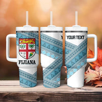 Custom Fiji Tapa Rugby 2025 Tumbler With Handle Go Champions Fijiana LT14 - Polynesian Pride