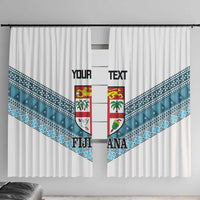 Custom Fiji Tapa Rugby 2025 Window Curtain Go Champions Fijiana LT14 With Hooks White - Polynesian Pride