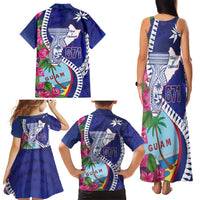 Biba Guam Liberation Day Family Matching Tank Maxi Dress and Hawaiian Shirt Tano y Chamoru Latte Stone Blue LT14 - Polynesian Pride