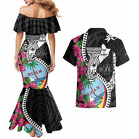 Biba Guam Liberation Day Couples Matching Mermaid Dress and Hawaiian Shirt Tano y Chamoru Latte Stone Black LT14 - Polynesian Pride