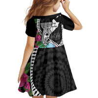 Biba Guam Liberation Day Family Matching Off Shoulder Maxi Dress and Hawaiian Shirt Tano y Chamoru Latte Stone Black LT14 - Polynesian Pride
