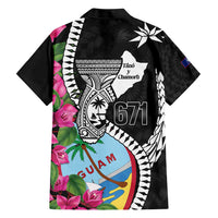 Biba Guam Liberation Day Family Matching Short Sleeve Bodycon Dress and Hawaiian Shirt Tano y Chamoru Latte Stone Black LT14 - Polynesian Pride