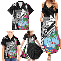 Biba Guam Liberation Day Family Matching Summer Maxi Dress and Hawaiian Shirt Tano y Chamoru Latte Stone Black LT14 - Polynesian Pride