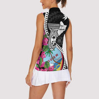 Biba Guam Liberation Day Women Sleeveless Polo Shirt Tano y Chamoru Latte Stone Black LT14 - Polynesian Pride