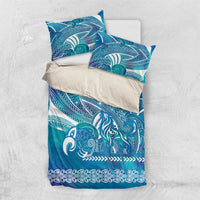 Kuri Dog Waka New Zealand Matariki Bedding Set Ocean Sharks Maori Tattoo LT14 US Twin 172cm x 218cm Blue - Polynesian Pride