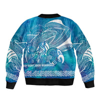 Kuri Dog Waka New Zealand Matariki Bomber Jacket Ocean Sharks Maori Tattoo LT14 - Polynesian Pride