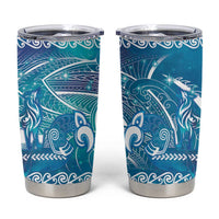 Kuri Dog Waka New Zealand Matariki Tumbler Cup Ocean Sharks Maori Tattoo LT14 Blue - Polynesian Pride