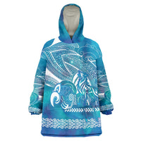 Kuri Dog Waka New Zealand Matariki Wearable Blanket Hoodie Ocean Sharks Maori Tattoo LT14 One Size Blue - Polynesian Pride