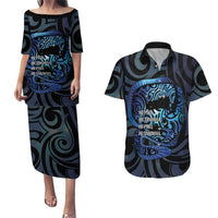 Tuna Eel New Zealand Matariki Couples Matching Puletasi and Hawaiian Shirt He Piko He Taniwha Maori Pattern LT14 Purple - Polynesian Pride