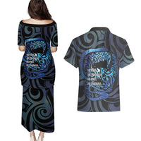 Tuna Eel New Zealand Matariki Couples Matching Puletasi and Hawaiian Shirt He Piko He Taniwha Maori Pattern LT14 - Polynesian Pride