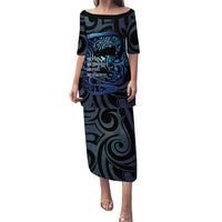 Tuna Eel New Zealand Matariki Family Matching Puletasi and Hawaiian Shirt He Piko He Taniwha Maori Pattern LT14 Mom's Dress Purple - Polynesian Pride