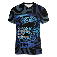 Tuna Eel New Zealand Matariki Women V-Neck T-Shirt He Piko He Taniwha Maori Pattern LT14 Female Purple - Polynesian Pride