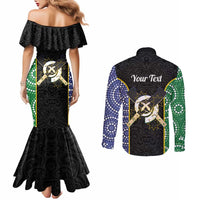 Personalised South Sea Islanders National Recognition Day Couples Matching Mermaid Dress and Long Sleeve Button Shirt Australia Aboriginal Vanuatu Pig Tusk LT14 - Polynesian Pride