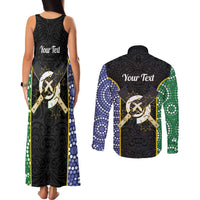 Personalised South Sea Islanders National Recognition Day Couples Matching Tank Maxi Dress and Long Sleeve Button Shirt Australia Aboriginal Vanuatu Pig Tusk LT14 - Polynesian Pride